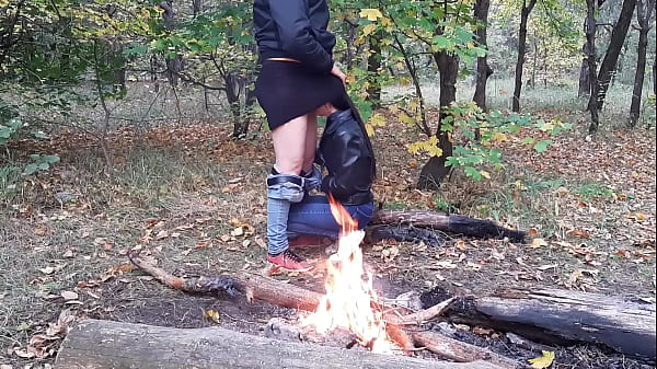 Lesbians Have Sex By Fire In Forest